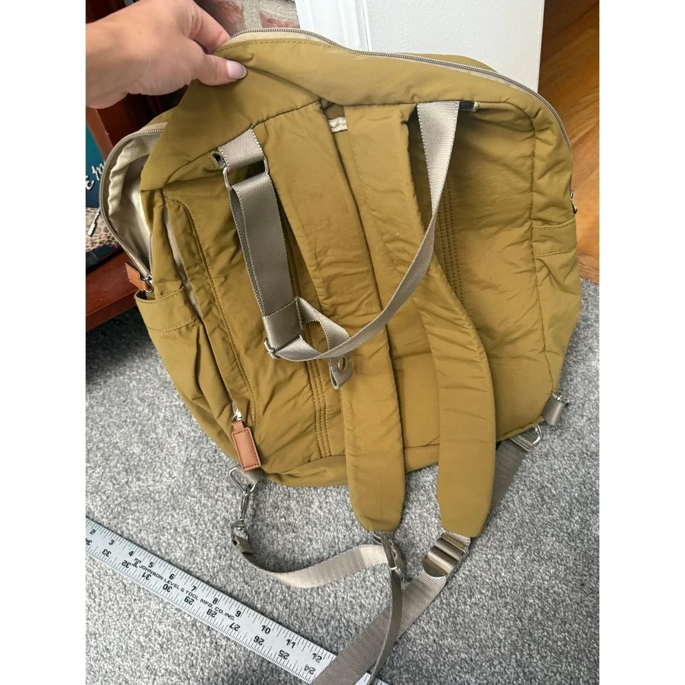 Tushy Diaper Bag Backpack Mustard Yellow Ochre Nylon Multi Pocket Travel Bag